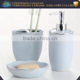 Chaozhou Ceramic Factory Blue Silver Decal 5 Pcs Stoneware Bathroom Set thumbnail-2