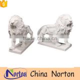 Hand carved norton factory white lion marble statues NTBM-L009Y