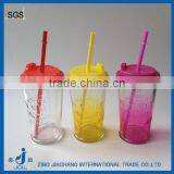Colored Cold Beverage Drinking 14 oz Water Glass Cup With Straw thumbnail-1