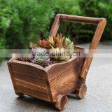 Indoor Small Cart Wooden Flower Pot thumbnail-3