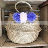 Small Pompom Seagrass Belly Basket thumbnail-4