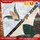 Flower Design Mixed Color White Gray Marble Waterjet Tile thumbnail-3