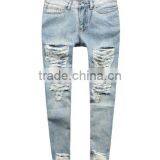 Frayed Solid Color Ninth Womens Fashion Jeans thumbnail-1