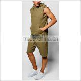 Custom Logo and Print Sleeveless Gym Tracksuit In Green thumbnail-2