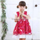 Wholesale Kids Christmas Chevron Clothing Girls Christmas Eyelet Lace Red Dress thumbnail-2