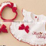 3 pc set baby wear ,Baby Skirt Red point lace dress with cute headband and wrist band, baby clothing set