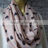 Valentine's Day Gift/ Infinity Circle Scarf, Women Heart Scarf, Infinity Cowl Scarf, Infinity Pink Heart Scarf, Women Fashion, g thumbnail-6