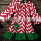 Baby Girls Christmas Red White Chevron Candy Cane Dress With Matching Hair Bows and Chunky Necklace Set thumbnail-1