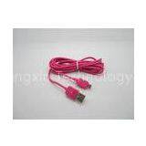 USB A Type To Micro USB Connector 2M Pink Cell Phone USB Cables for BlackBerry / Samsung