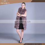 100% Fox Fur Coat Dyed Color Long Type Fox Fur Vest for Women thumbnail-5
