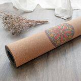 High-Quality Fitness Nature Printed Jute Design Natural Rubber Cork TPE Yoga Mat thumbnail-2