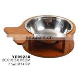 Wholesale Personalized Wood Pet Dog Cat Food Feeding Bowl Stainless Steel thumbnail-2