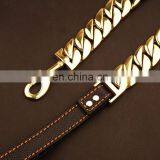 30mm Stainless Steel Chain Leather Traction Rope Large Bulldog Pet Leash thumbnail-2