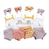Rainbow Romper And Bloomer Headband Baby Girl Clothes Summer Toddler Girl Outfits thumbnail-1