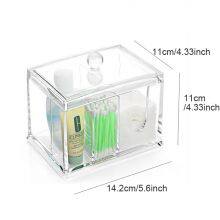 Cotton Pads Holder Makeup Organizer Cosmetics Makeup Cotton Swab Holder 4 Sections thumbnail-5