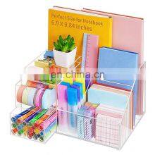 Acrylic Desk Organizer 8 Compartment Storage Organizer With Drawer for Office