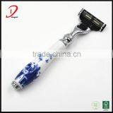 New Arrival White Ceramic Handle Triple Blade Shaving Razor for Men