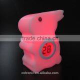2016 New Rabbit Shape Room Thermometer LED Color Changing Night Light Lamp for Babies Kids Children