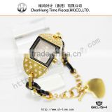 Plated gold stainless steel back quartz bangle watches ladies wristwatches diamond case bracelet