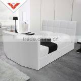 2016 King Size B843 Stylish Leather Bed With TV in Footboard thumbnail-1
