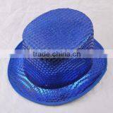 Dark Blue Sequin Flat- Top Hat