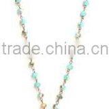Mint Green Color Hollow Out Druzy Stone Pendant Crystal Beads Chain Necklace thumbnail-1
