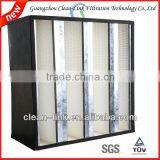 V bank high efficient fibregalss Galvanization frame HVAC system combined HEPA filter