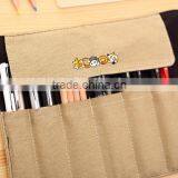 2016 OEM Cute Striped Student Canvas Pen Pencil Case Holder Pouch Stationery Bag