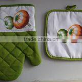 Cotton Twill Material Set Coffee or Cook Chef Design Oven Mitten Pot Holder Kitchen Basics Set thumbnail-3