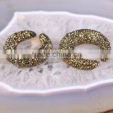 Fashion Pave Crystal Zircon Double Horn Druzy Stone Pendant, Simple Design Pendant Jewelry For Women thumbnail-3