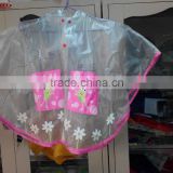 children transparent rain poncho with logo and packat