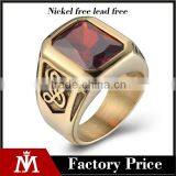 18k Gold Plated Gothic Smart Surgical Stainless Steel Gemstone Ring thumbnail-1