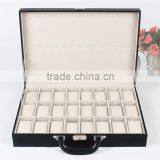 Factory Wholesale Custom High-grade PU Leather 24 Slots Watches Boxes, Fashion Black Storage Box thumbnail-5