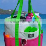 beach bag made from mesh bag and canvas bag with uv change print