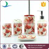 Red Flower Promotional Gifts Ceramic Square Bathroom Set thumbnail-1