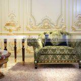 Luxury French Design New Classic Navy Fabric Sofa/ Elegant Palace Hand Carved Wooden Living Room Furniture Sofa Set thumbnail-5