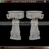 Hand Carved Garden Decorative White Marble Flowerpot Planter thumbnail-1