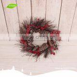 GNW CHWR-1605031 Customized Promotional Pine Cones Brown Christmas Rattan Wreath thumbnail-2