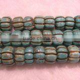 16" 12-16mm Blue Pumpkin Shaped Natural Loose Turquoise Beads thumbnail-1