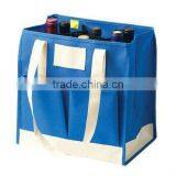 True Fabrications Canvas 6-Bottle Wine Tote and Wine Bag, Bay Blue thumbnail-1
