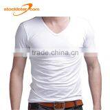 Stock Mens White Crew Neck And V Neck Tee T Shirts thumbnail-1