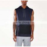 Wholesale newest design sleeveless hoodie zip up sleeveless zip hoodie