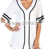 Sexy Ladies' Baseball Jersey Top White Blank Baseball Jersey Custom Loose Fit Jersey T Shirt Wholesale thumbnail-1