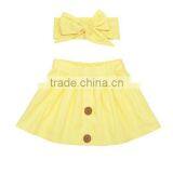 Latest Designer Cotton Skirt Kids Girl Short Dresses Matching Headband Sets thumbnail-5