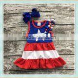 2017 Latest Children Dress Designs Patriotic Style Kids Red Sleevess Summer Boutique Mini Dress thumbnail-1