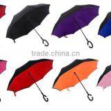 New Product 23 Inch 8 Ribs Double Layer C Handle Umbrella Reverse thumbnail-2