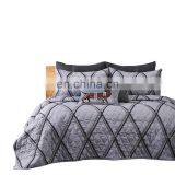 Patchwork Reversible Queen 90gsm Microfiber Fabric Quilt Bedspread Set
