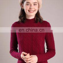 Custom Mock Neck Cable Knit Cashmere Wool Blend Sweater thumbnail-4