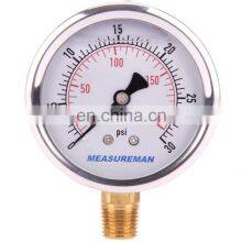 Factory Direct Supply 0-10 MPA 63 MM Dial Size SS 304 Dial Plate With G 1/4 Brass Fitting Connect Pressure Gauge thumbnail-1