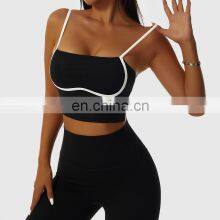 Factory Sale Contrasting Colors Backless Sports Bras Sling Straps Yoga Fitness Tops thumbnail-2